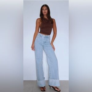 White Fox Boutique Ellie High Rise Wide Leg Jeans Glacier Blue